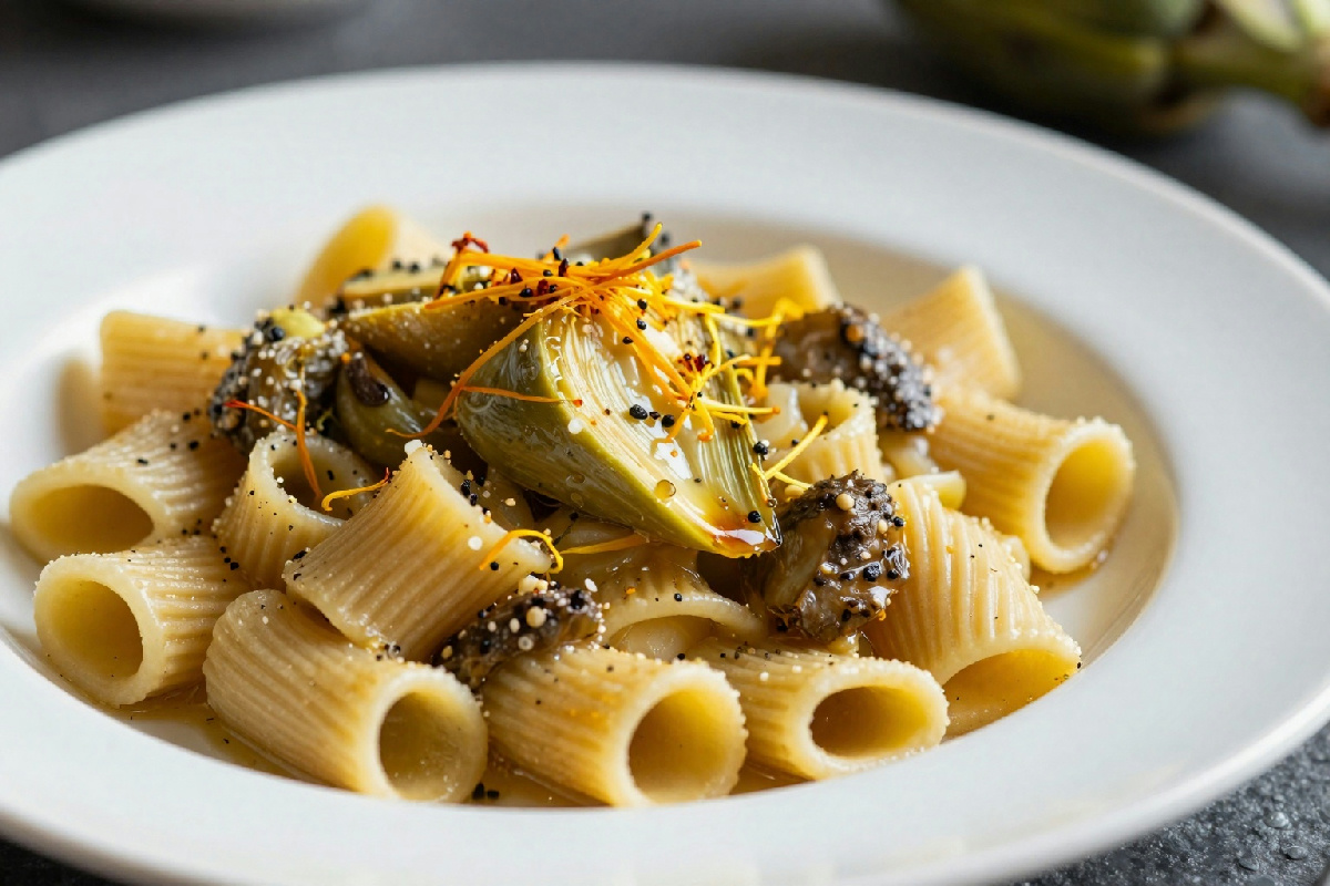 Paccheri con carciofi e zafferano: ricetta semplice per un primo piatto gustoso e raffinato